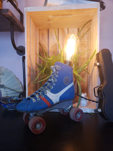 Vintage Roller Skate Lamp - blue